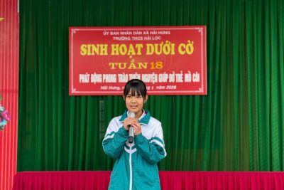 TRƯỜNG THCS HẢI LỘC, NINH BÌNH – SINH HOẠT DƯỚI CỜ TUẦN 18 – CHỦ ĐỀ “PHÁT ĐỘNG PHONG TRÀO THIỆN NGUYỆN GÚP ĐỠ TRẺ MỒ CÔI”